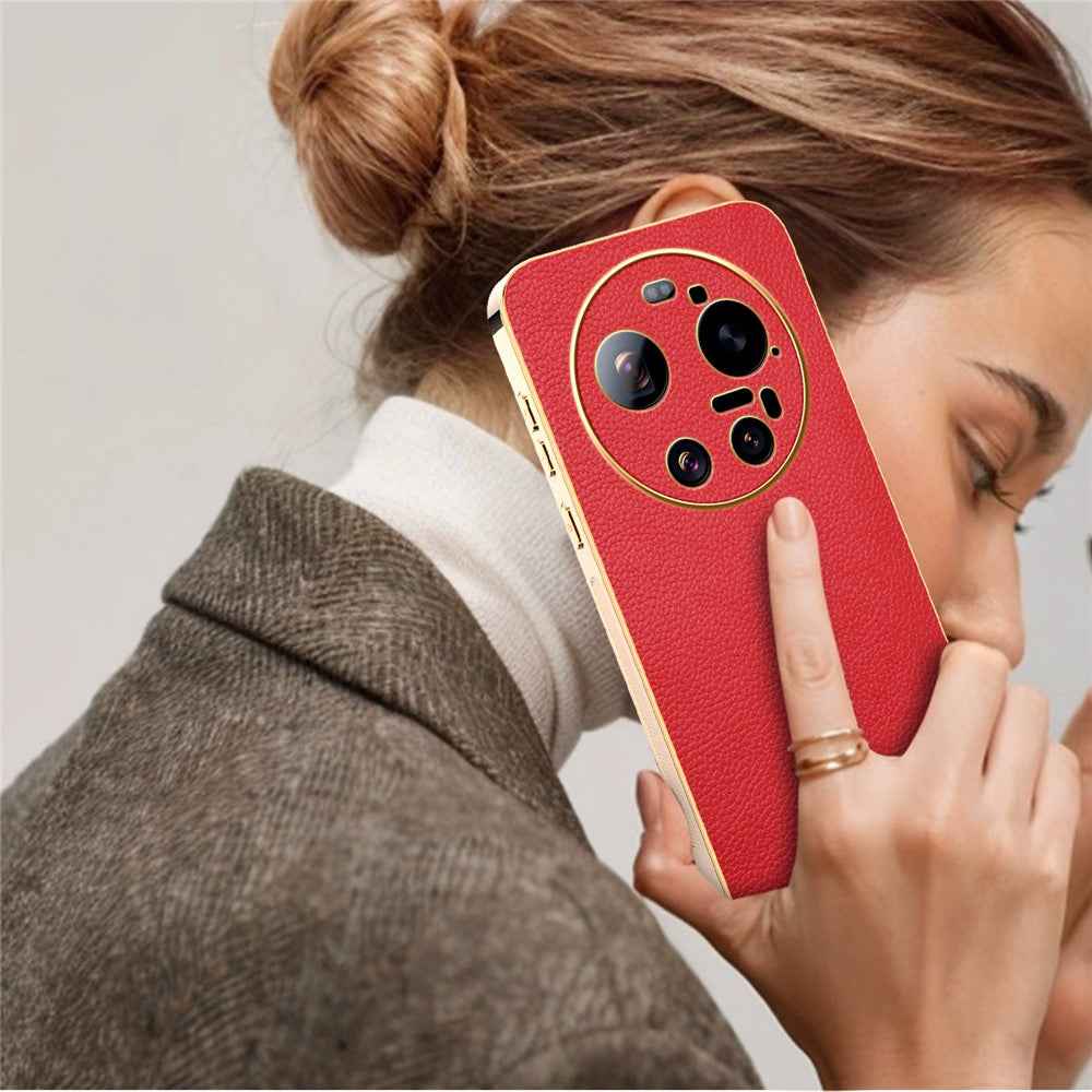 For Xiaomi 17 Ultra 5G Case Anti Scratch Litchi Texture TPU Leather PU Phone Back Cover - Red