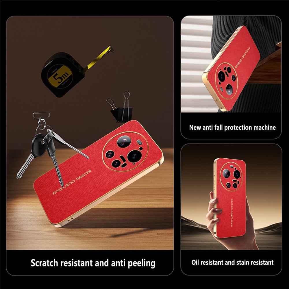 For Xiaomi 17 Ultra 5G Case Anti Scratch Litchi Texture TPU Leather PU Phone Back Cover - Red