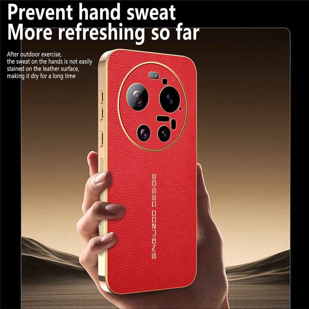 For Xiaomi 17 Ultra 5G Case Anti Scratch Litchi Texture TPU Leather PU Phone Back Cover - Red