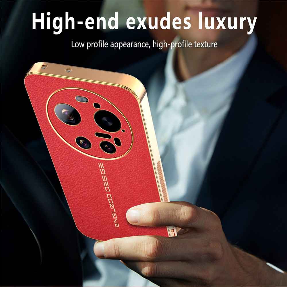 For Xiaomi 17 Ultra 5G Case Anti Scratch Litchi Texture TPU Leather PU Phone Back Cover - Red