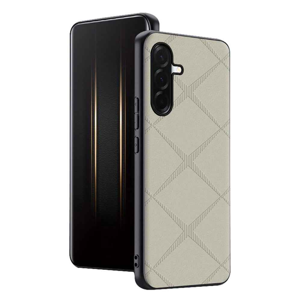 For Samsung Galaxy A57 5G Case X-Patterned TPU PU Leather PC Anti-Drop Phone Cover - Grey