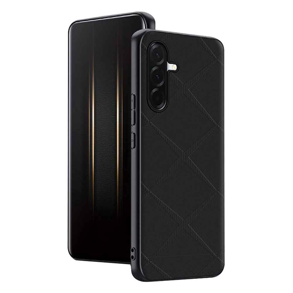 For Samsung Galaxy A57 5G Case X-Patterned TPU PU Leather PC Anti-Drop Phone Cover - Black