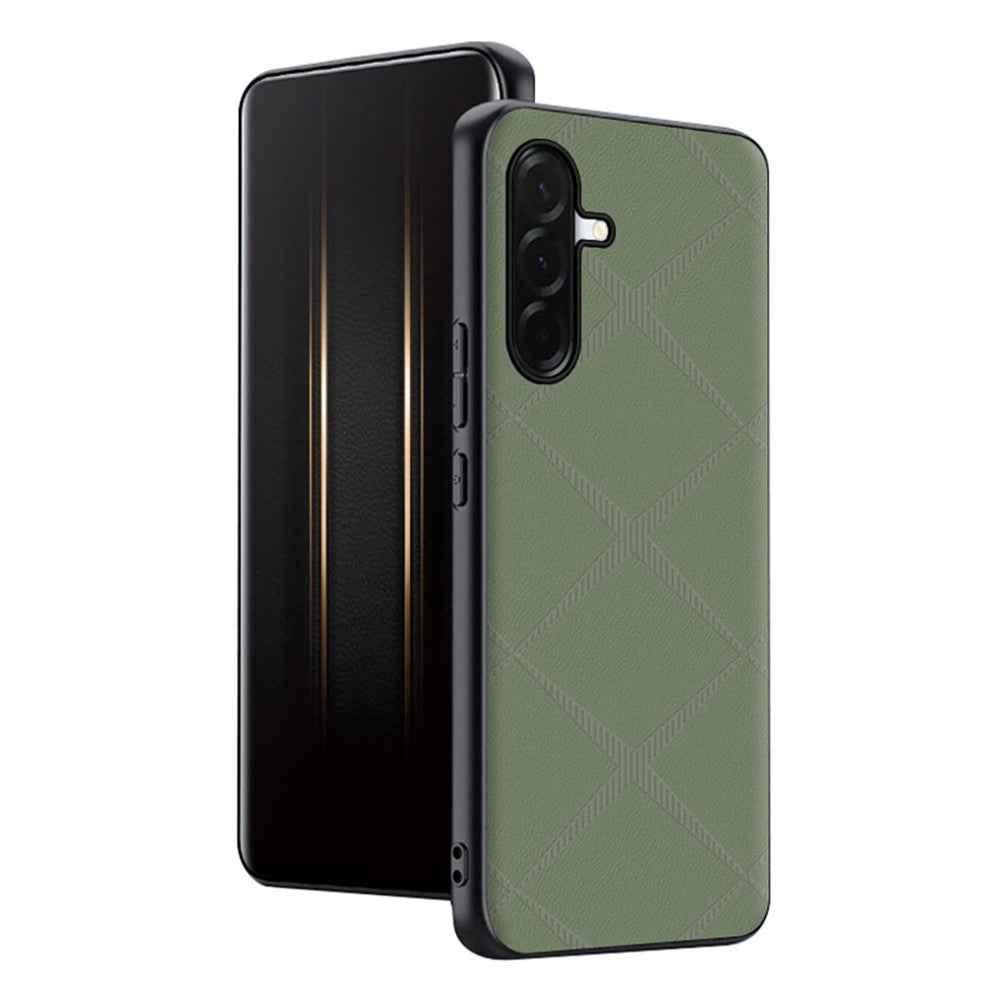 For Samsung Galaxy A57 5G Case X-Patterned TPU PU Leather PC Anti-Drop Phone Cover - Green