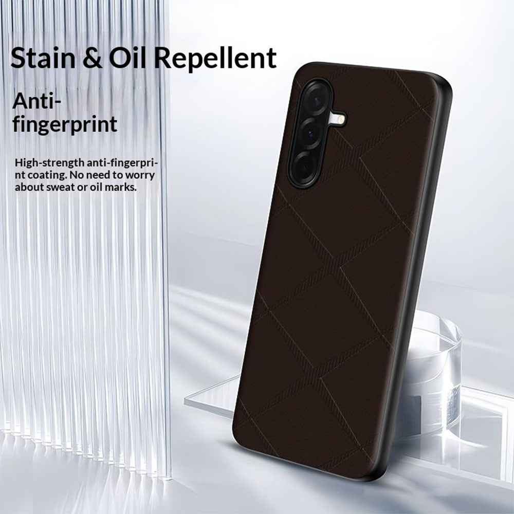 For Samsung Galaxy A57 5G Case X-Patterned TPU PU Leather PC Anti-Drop Phone Cover - Brown