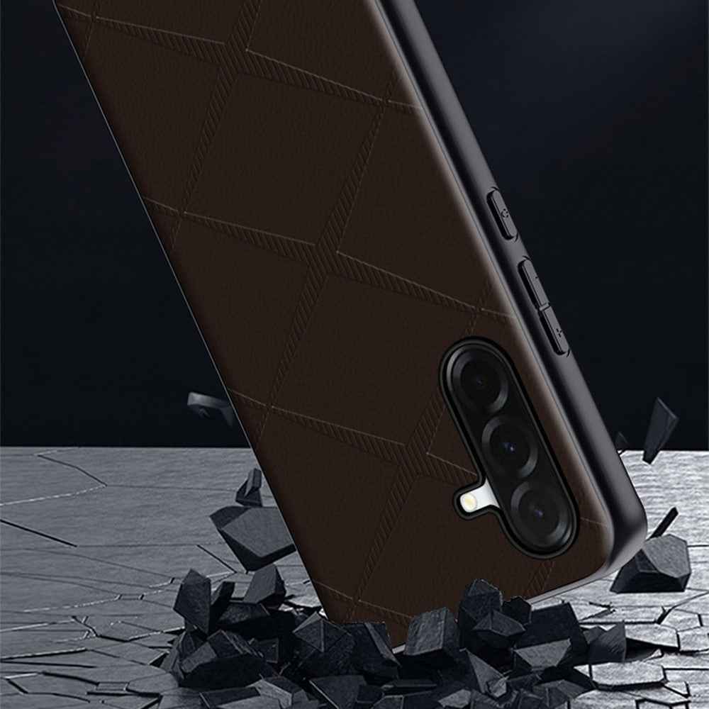 For Samsung Galaxy A57 5G Case X-Patterned TPU PU Leather PC Anti-Drop Phone Cover - Brown