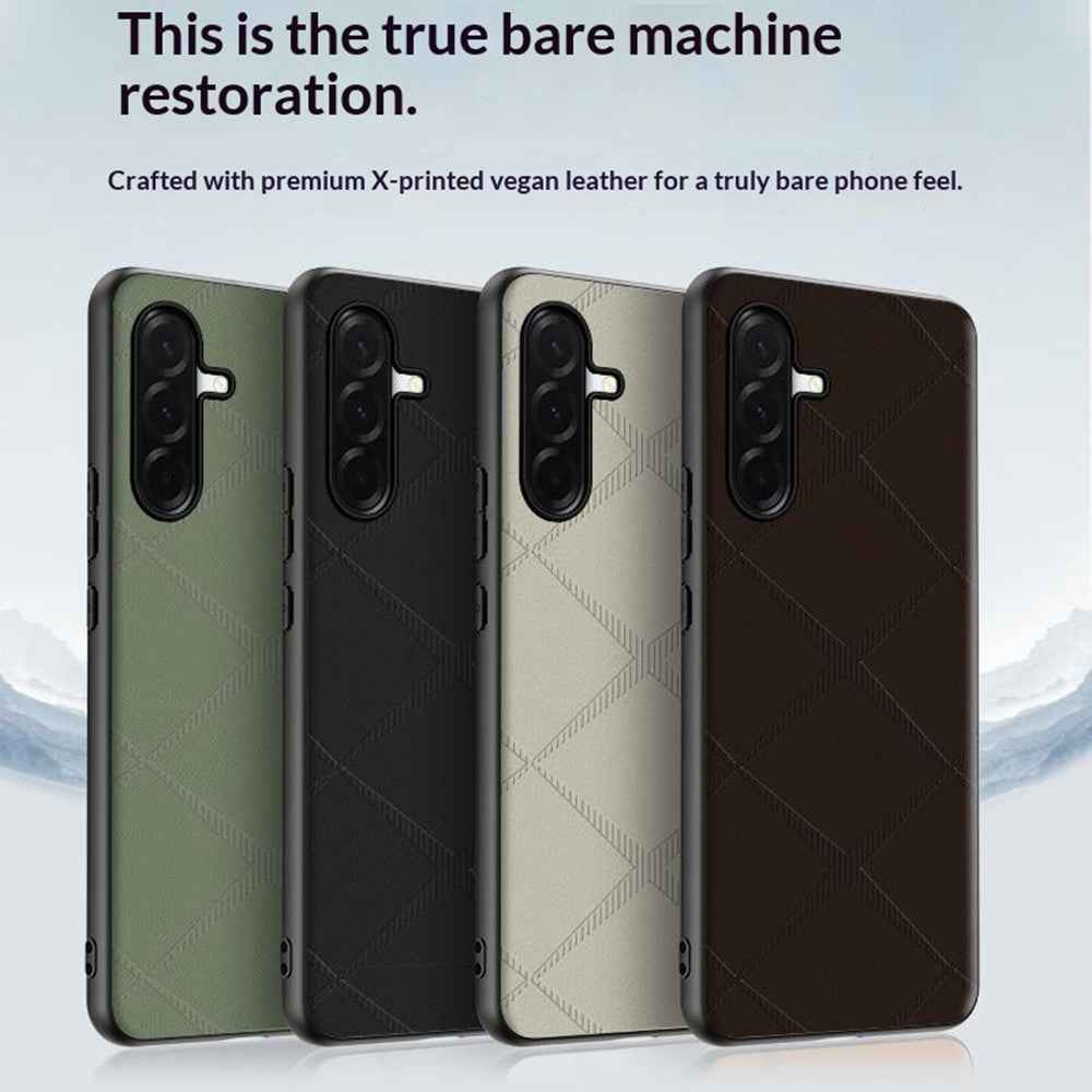 For Samsung Galaxy A57 5G Case X-Patterned TPU PU Leather PC Anti-Drop Phone Cover - Brown