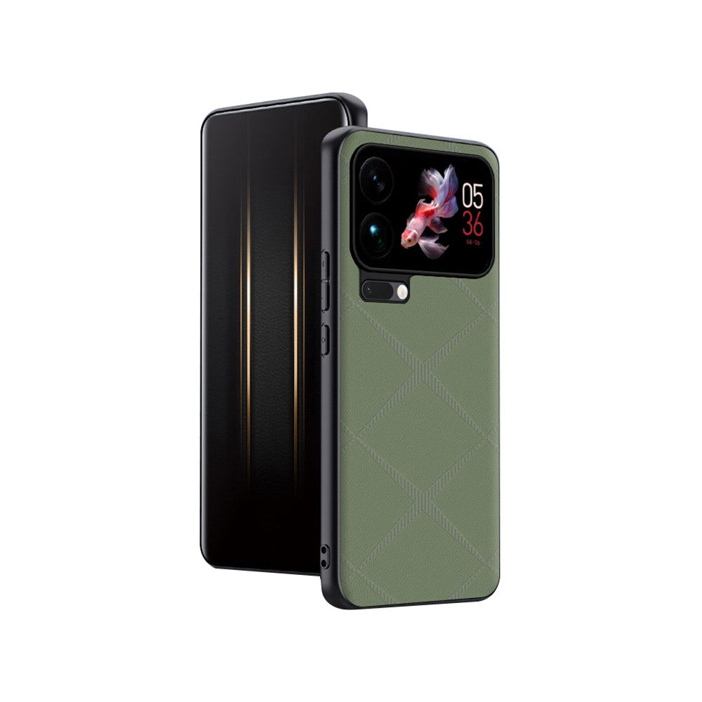 For Xiaomi 17 Pro Max Case X-Patterned TPU PU Leather PC Anti-Drop Phone Cover - Green