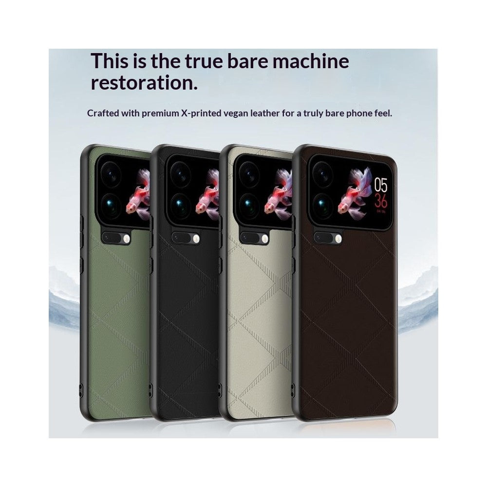 For Xiaomi 17 Pro Max Case X-Patterned TPU PU Leather PC Anti-Drop Phone Cover - Brown