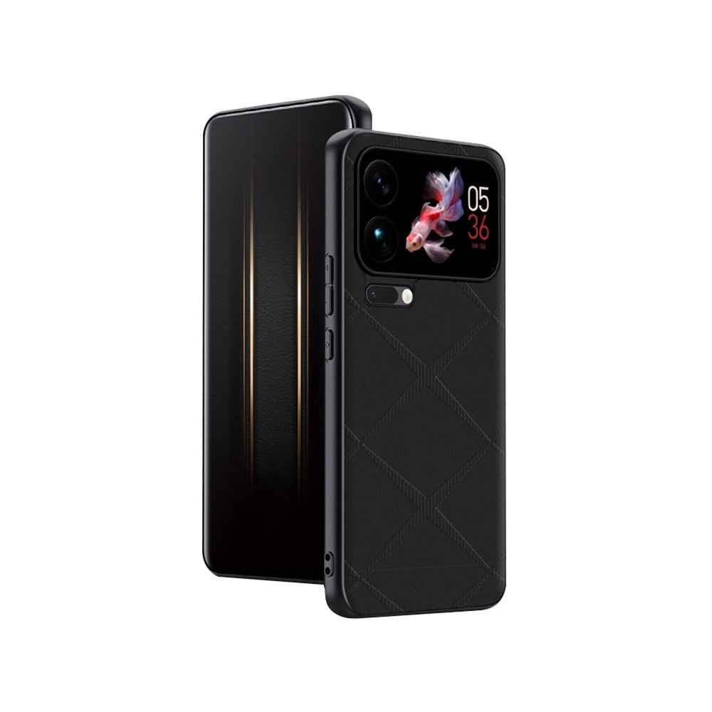 For Xiaomi 17 Pro Case X-Patterned TPU PU Leather PC Anti-Drop Phone Cover - Black