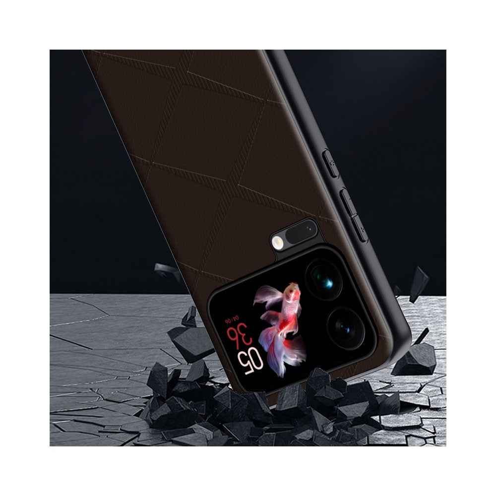 For Xiaomi 17 Pro Case X-Patterned TPU PU Leather PC Anti-Drop Phone Cover - Black