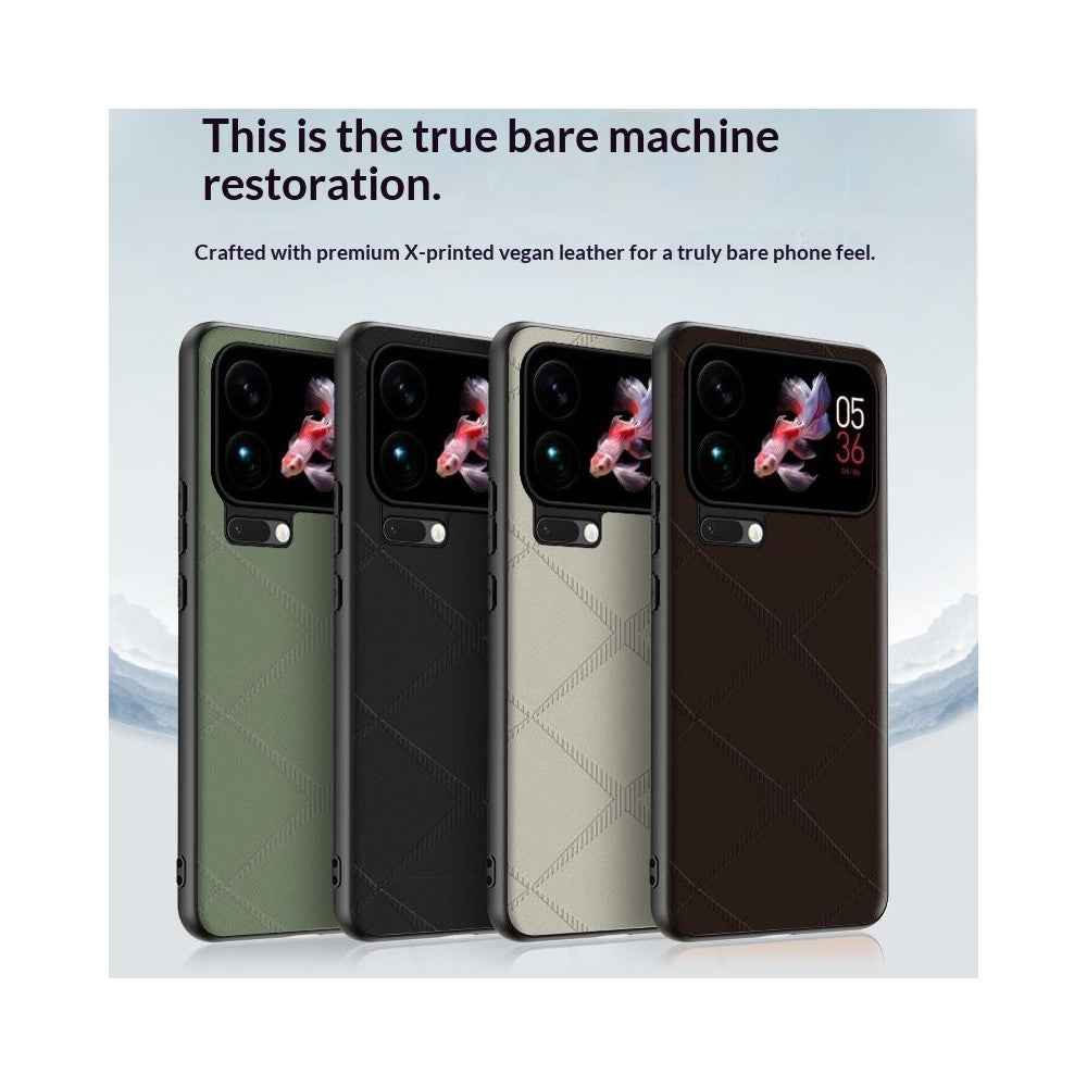 For Xiaomi 17 Pro Case X-Patterned TPU PU Leather PC Anti-Drop Phone Cover - Black
