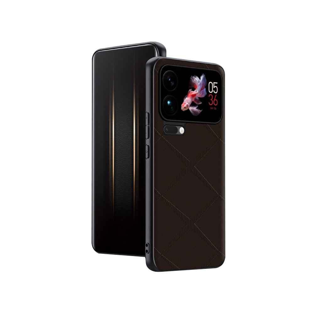 For Xiaomi 17 Pro Case X-Patterned TPU PU Leather PC Anti-Drop Phone Cover - Brown