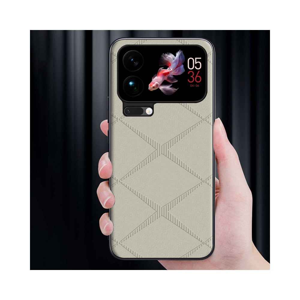 For Xiaomi 17 Pro Case X-Patterned TPU PU Leather PC Anti-Drop Phone Cover - Brown