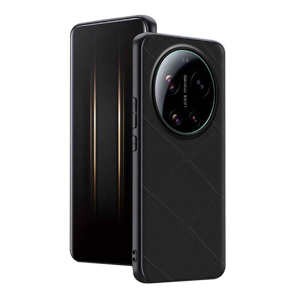 For Xiaomi 17 Ultra 5G Case X-Patterned TPU PU Leather PC Anti-Drop Phone Cover - Black