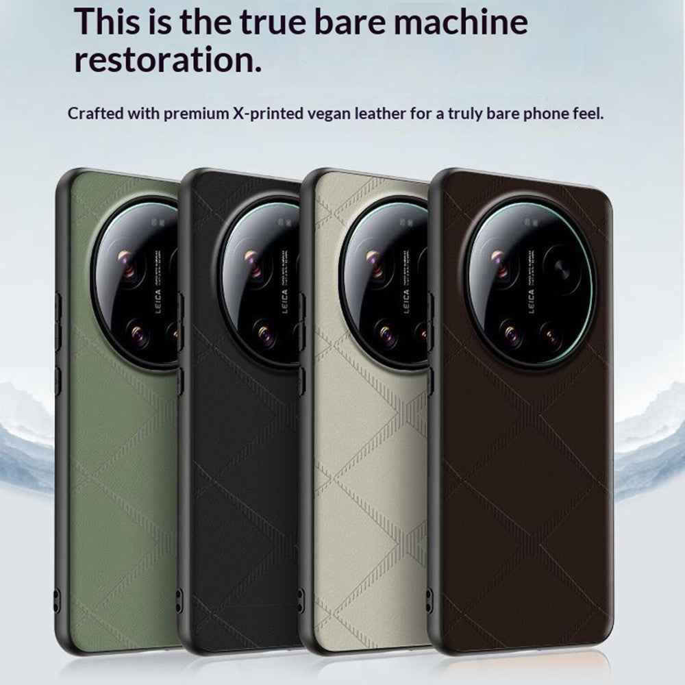 For Xiaomi 17 Ultra 5G Case X-Patterned TPU PU Leather PC Anti-Drop Phone Cover - Black