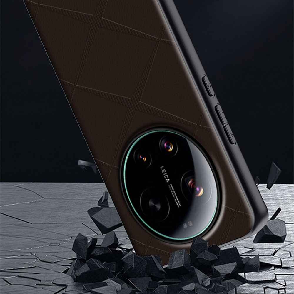 For Xiaomi 17 Ultra 5G Case X-Patterned TPU PU Leather PC Anti-Drop Phone Cover - Black