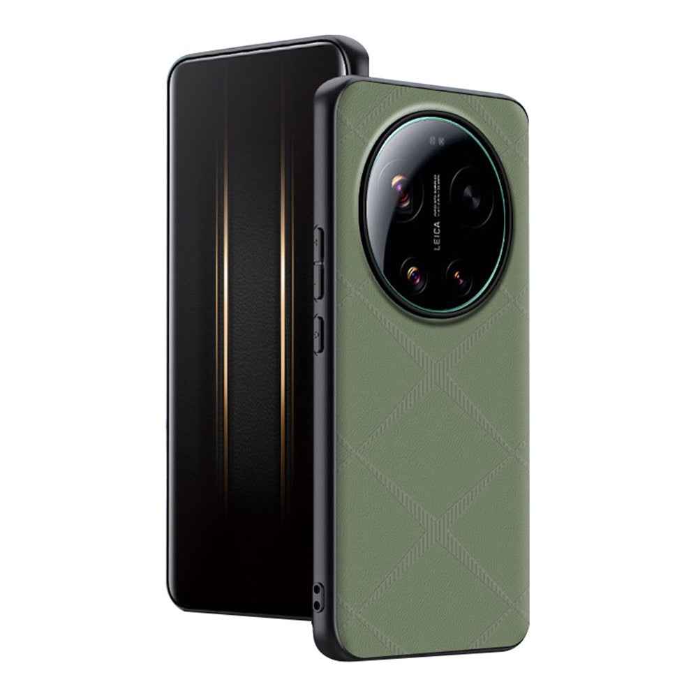 For Xiaomi 17 Ultra 5G Case X-Patterned TPU PU Leather PC Anti-Drop Phone Cover - Green