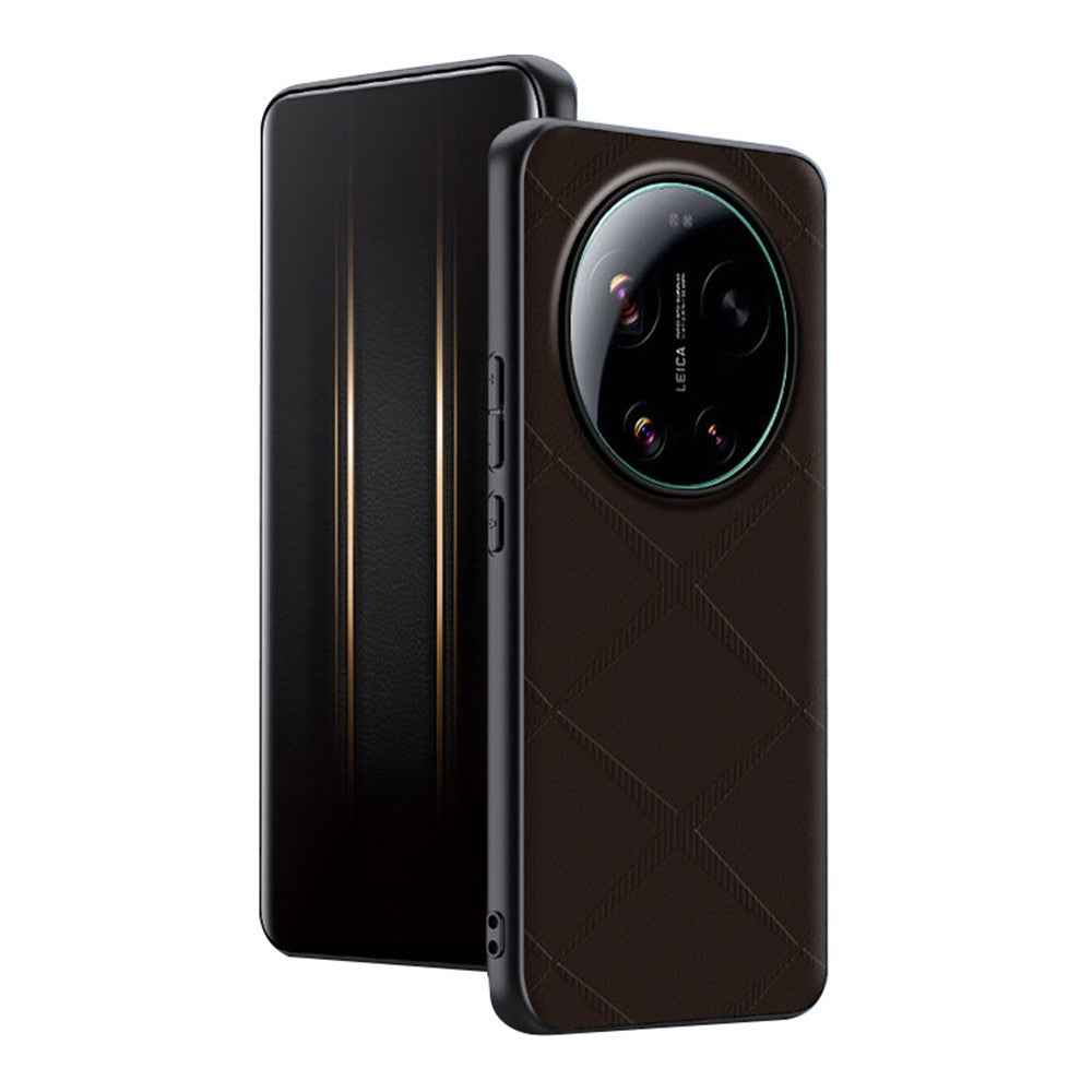 For Xiaomi 17 Ultra 5G Case X-Patterned TPU PU Leather PC Anti-Drop Phone Cover - Brown