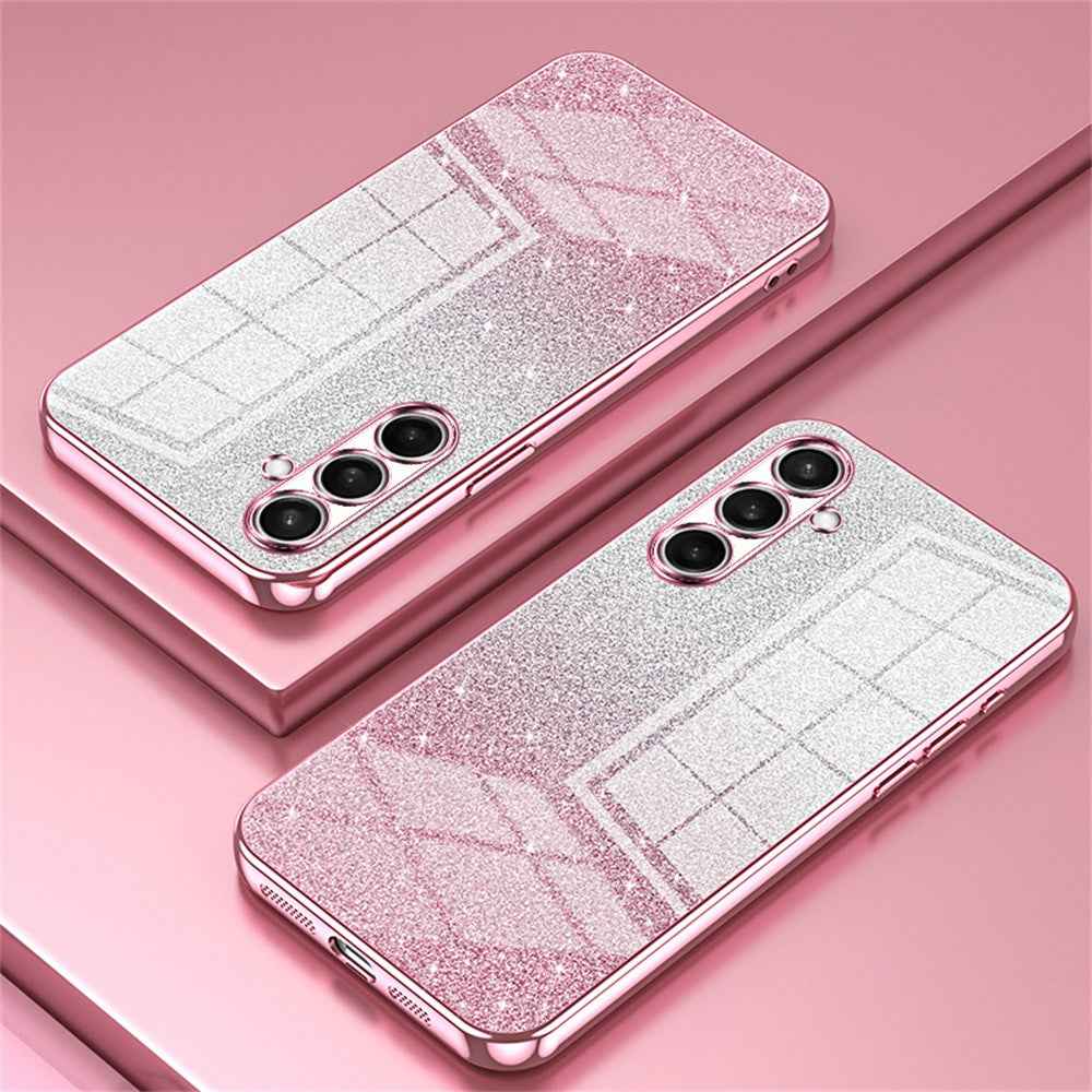 For Samsung Galaxy A57 5G Case Electroplating Gradient Glitter TPU Phone Cover - Pink