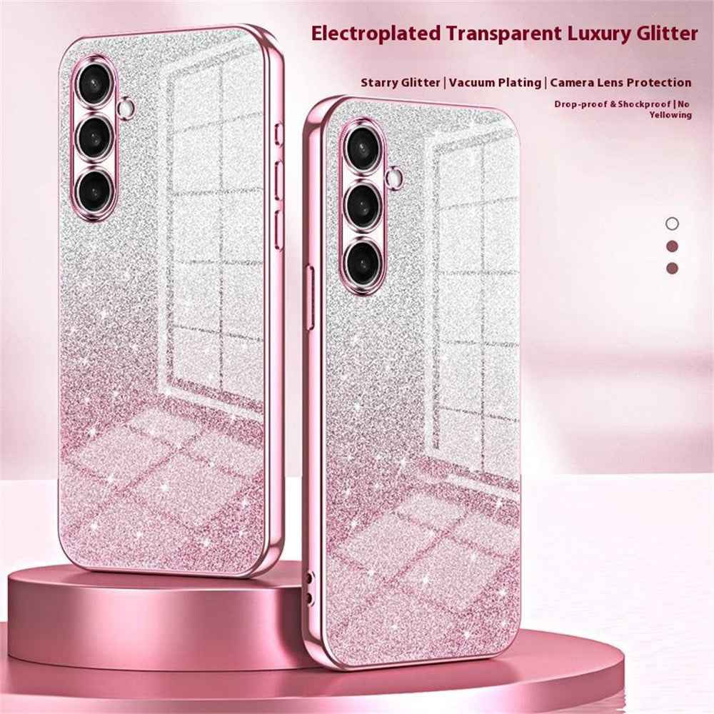 For Samsung Galaxy A57 5G Case Electroplating Gradient Glitter TPU Phone Cover - Pink