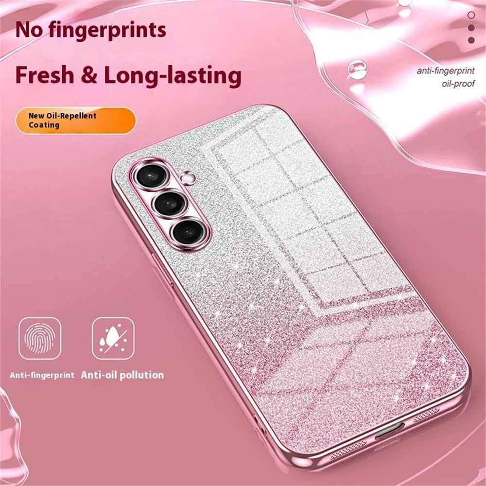 For Samsung Galaxy A57 5G Case Electroplating Gradient Glitter TPU Phone Cover - Pink