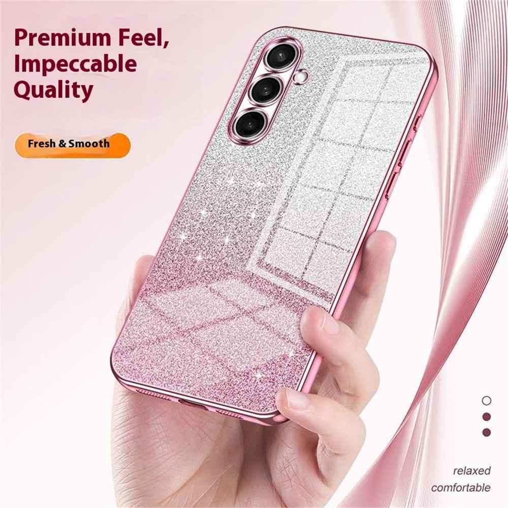 For Samsung Galaxy A57 5G Case Electroplating Gradient Glitter TPU Phone Cover - Pink