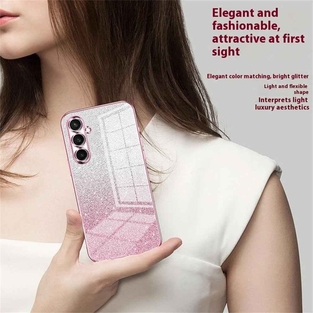 For Samsung Galaxy A57 5G Case Electroplating Gradient Glitter TPU Phone Cover - Pink