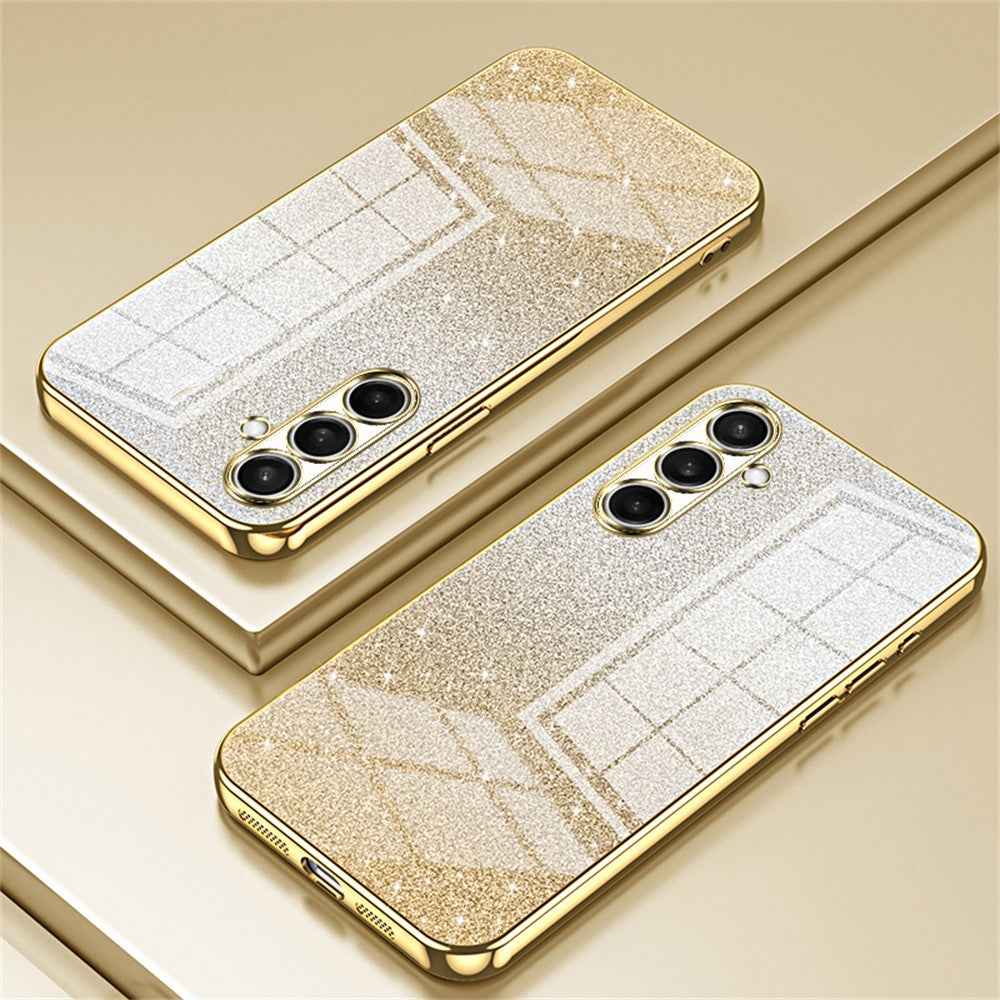 For Samsung Galaxy A57 5G Case Electroplating Gradient Glitter TPU Phone Cover - Gold