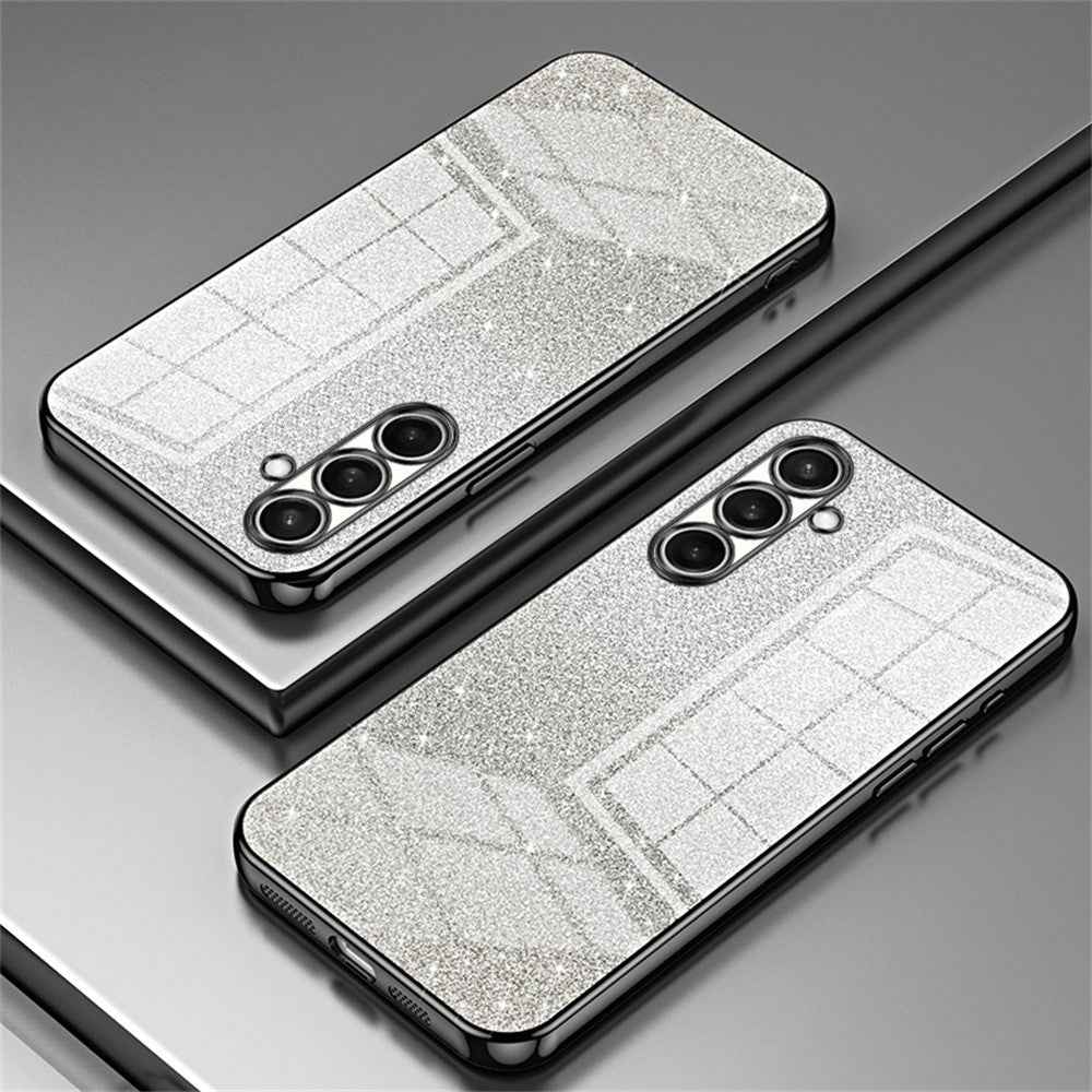 For Samsung Galaxy A57 5G Case Electroplating Gradient Glitter TPU Phone Cover - Black