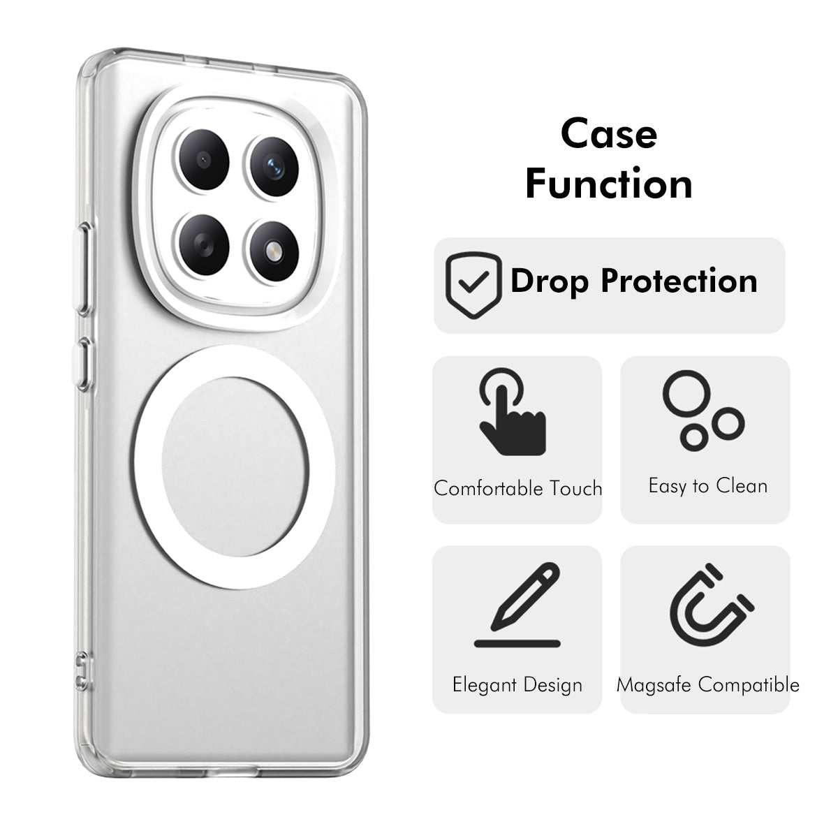For Xiaomi Poco M8 Pro 5G / Redmi Note 15 Pro+ 5G (Global) ENKAY Hat-Prince Magnetic Case with Hydrogel Film PC TPU Phone Cover - White