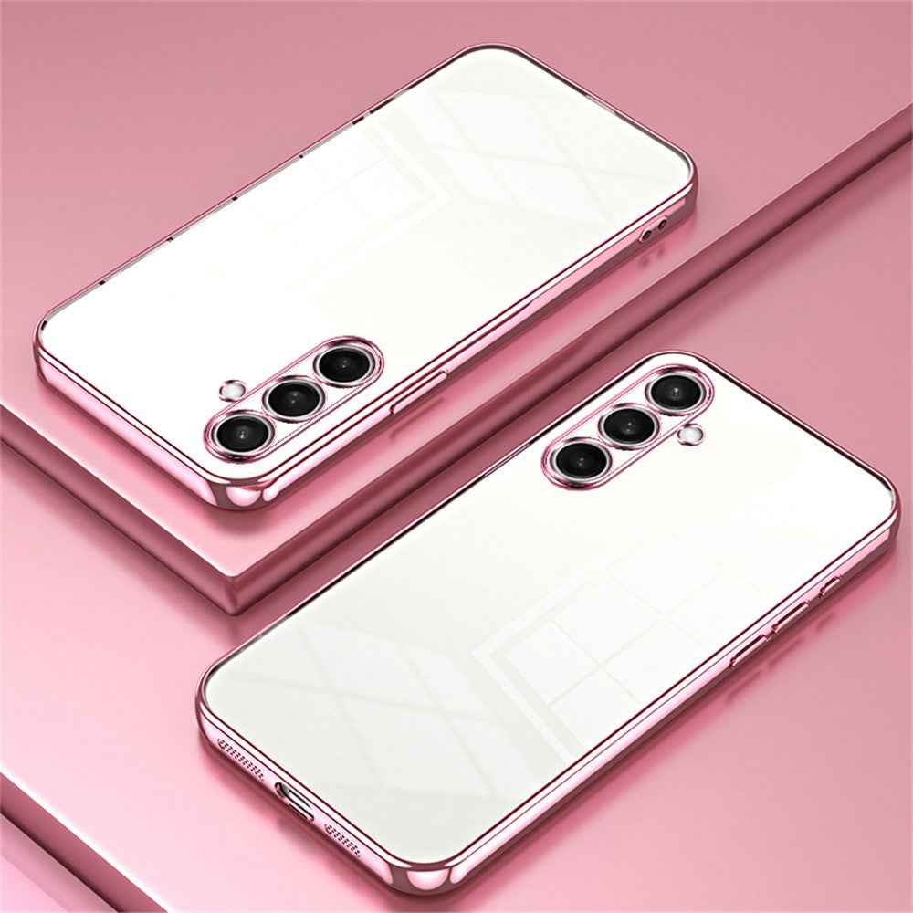 For Samsung Galaxy A57 5G Case Electroplating Frame Soft TPU Phone Cover - Pink