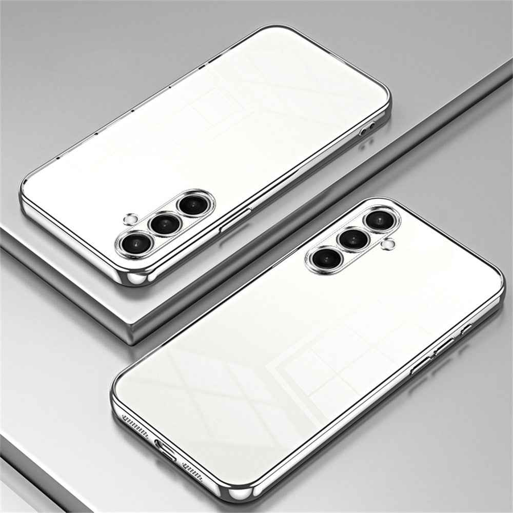 For Samsung Galaxy A57 5G Case Electroplating Frame Soft TPU Phone Cover - Silver