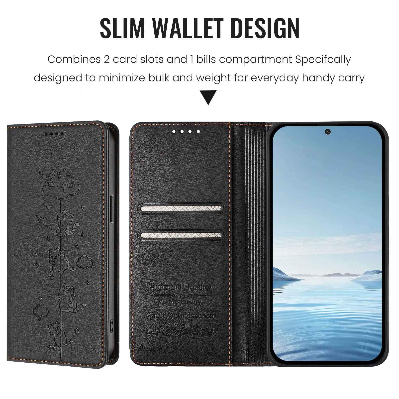 For Xiaomi 17 Ultra 5G Case RFID Blocking Wallet Stand Imprinted Cat Pattern Leather Phone Cover - Black