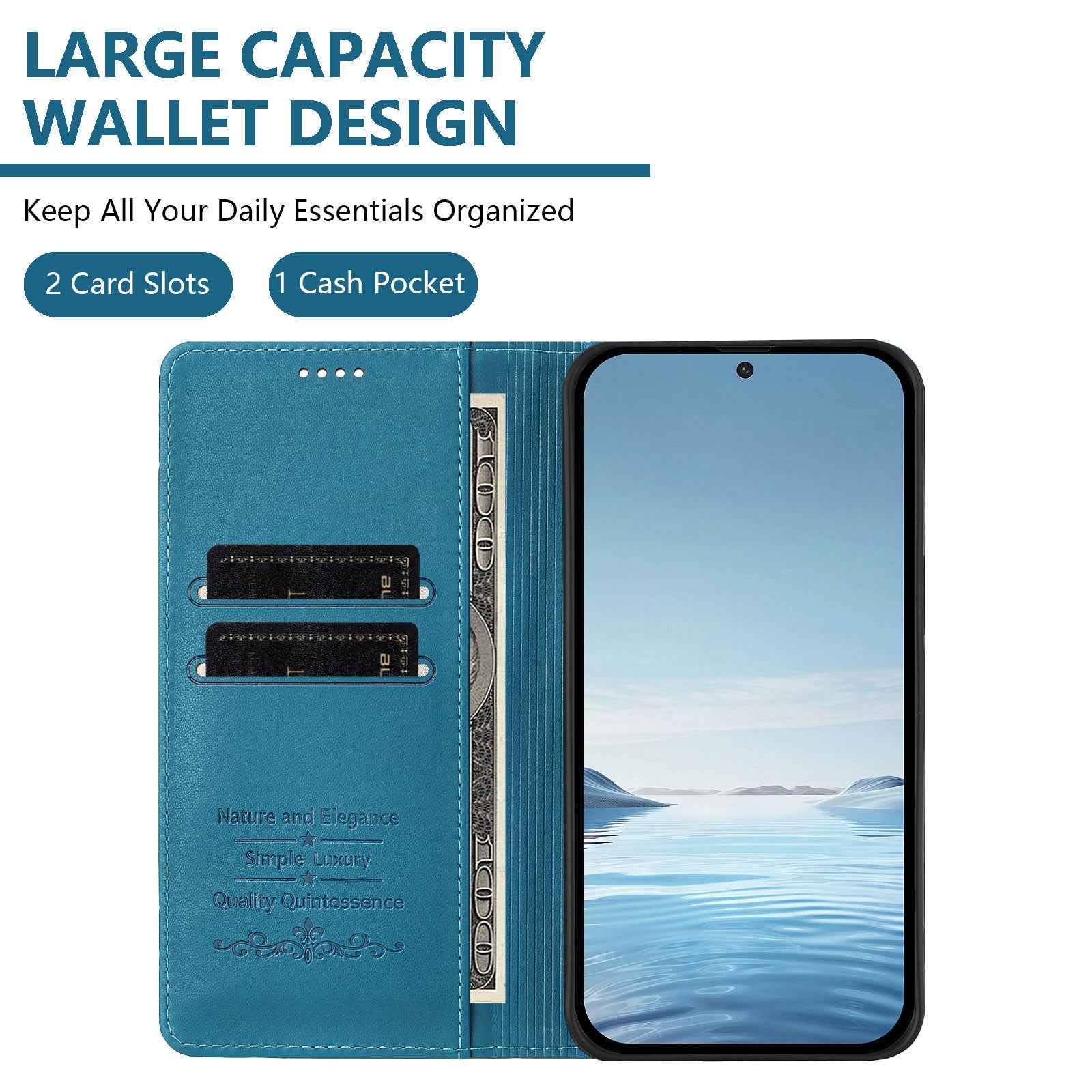 For Xiaomi 17 Ultra 5G Case RFID Blocking Wallet Stand Imprinted Cat Pattern Leather Phone Cover - Lake Blue