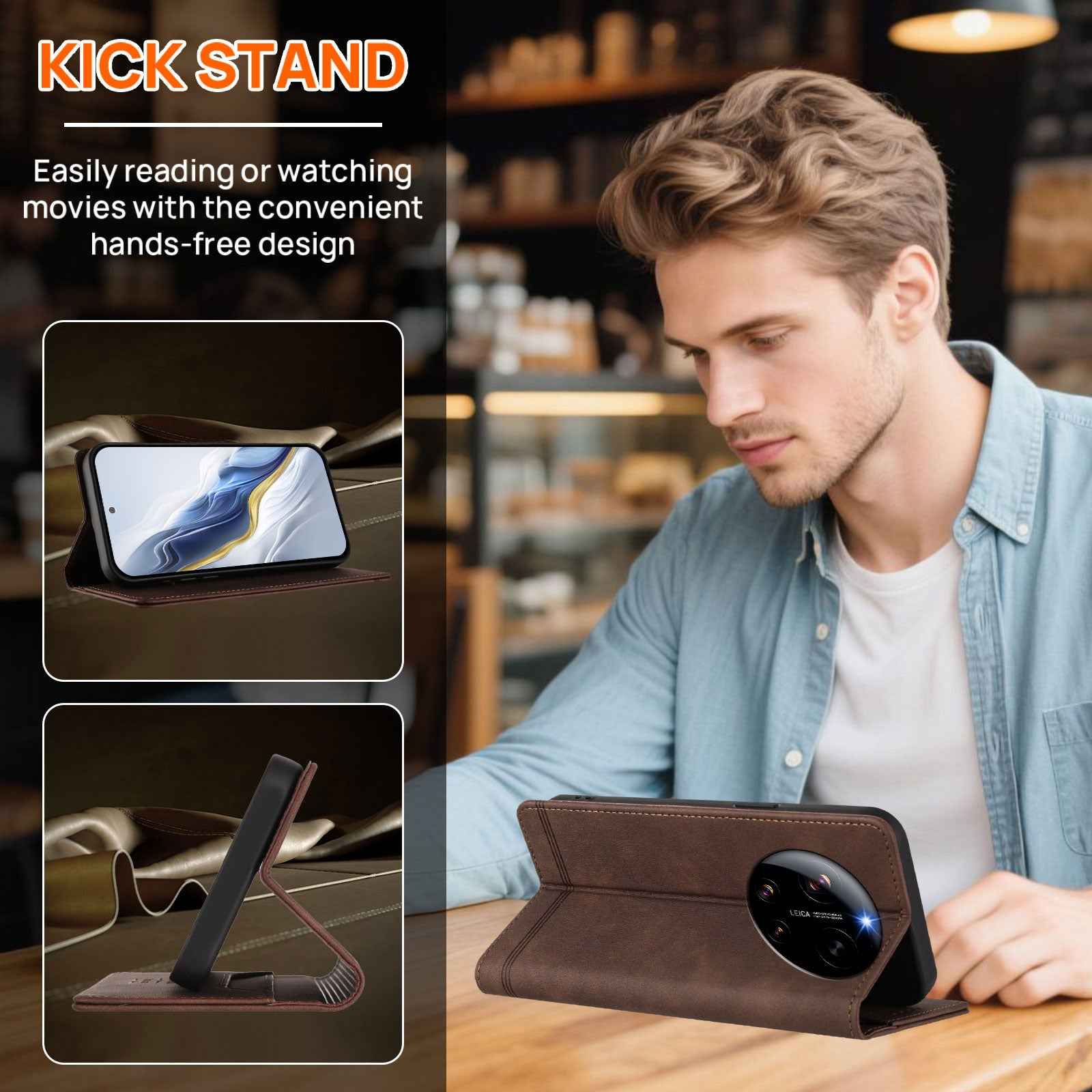 For Xiaomi 17 Ultra 5G Case RINACASIS RC23 RFID Blocking Wallet Stand PU Leather Phone Cover - Brown