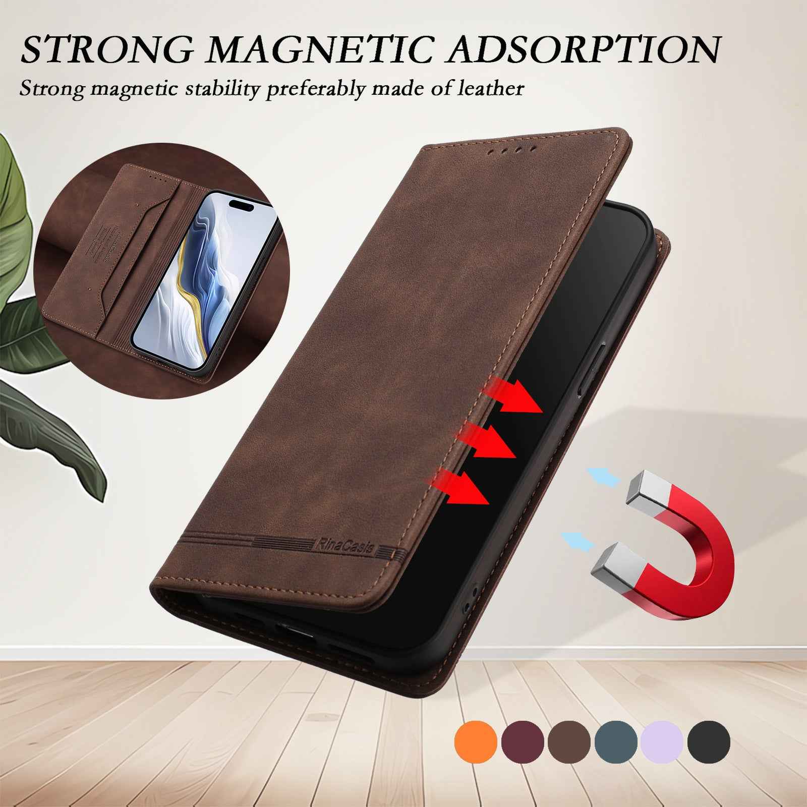 For Xiaomi 17 Ultra 5G Case RINACASIS RC23 RFID Blocking Wallet Stand PU Leather Phone Cover - Brown