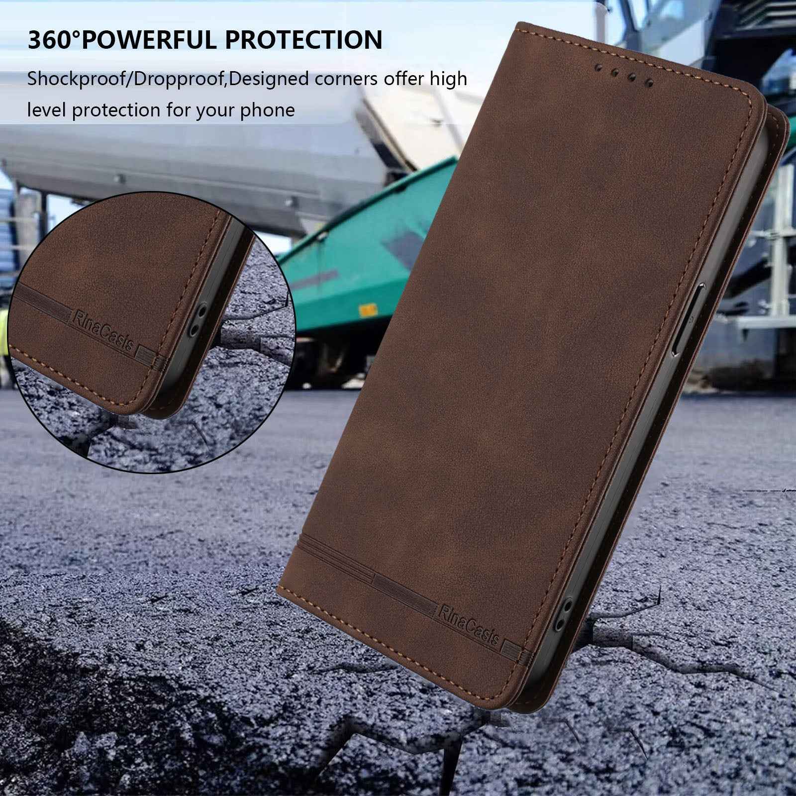 For Xiaomi 17 Ultra 5G Case RINACASIS RC23 RFID Blocking Wallet Stand PU Leather Phone Cover - Brown