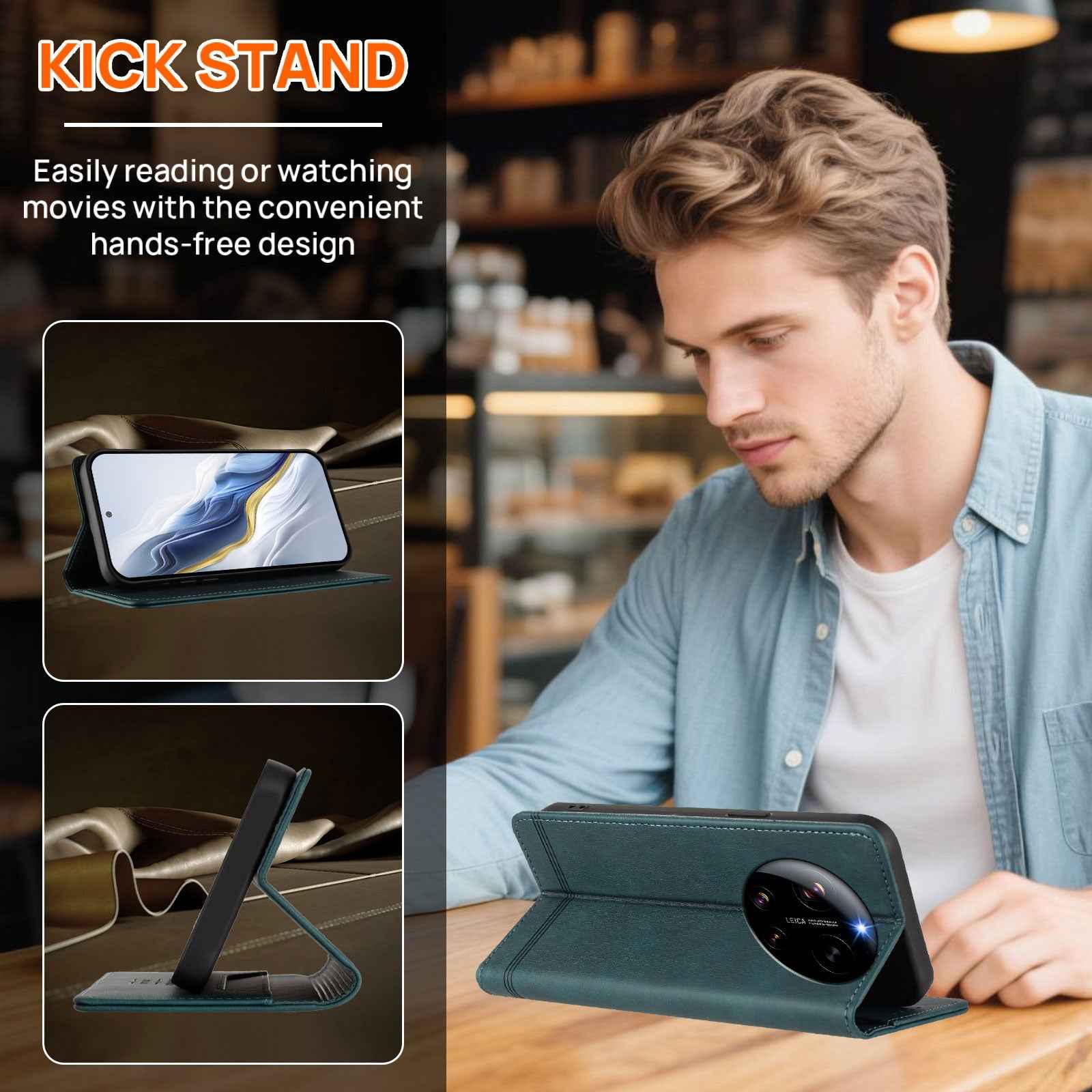 For Xiaomi 17 Ultra 5G Case RINACASIS RC23 RFID Blocking Wallet Stand PU Leather Phone Cover - Dark Green