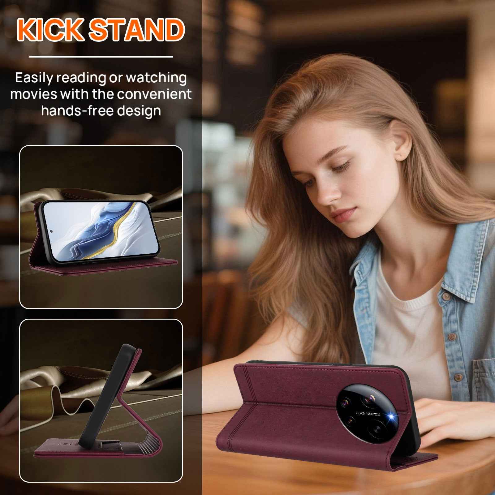 For Xiaomi 17 Ultra 5G Case RINACASIS RC23 RFID Blocking Wallet Stand PU Leather Phone Cover - Wine Red