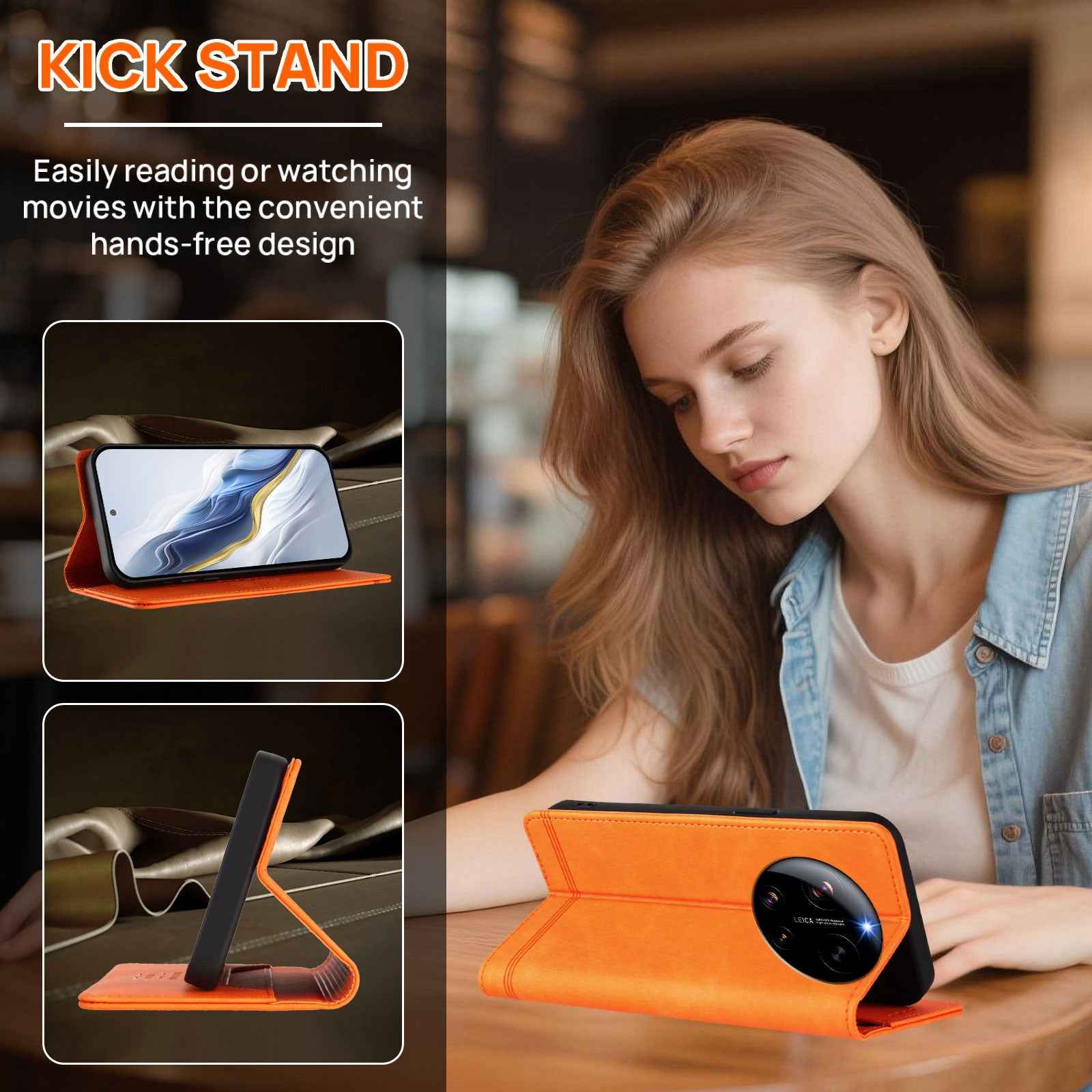 For Xiaomi 17 Ultra 5G Case RINACASIS RC23 RFID Blocking Wallet Stand PU Leather Phone Cover - Orange