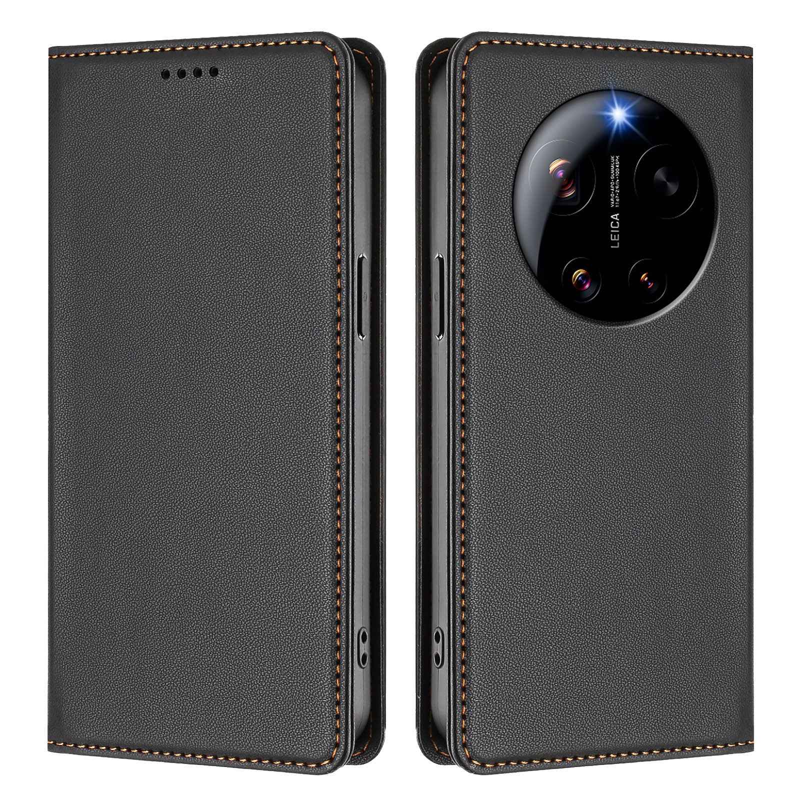 For Xiaomi 17 Ultra 5G Leather Wallet Case Magnetic Closure RFID Blocking Phone Cover - Black