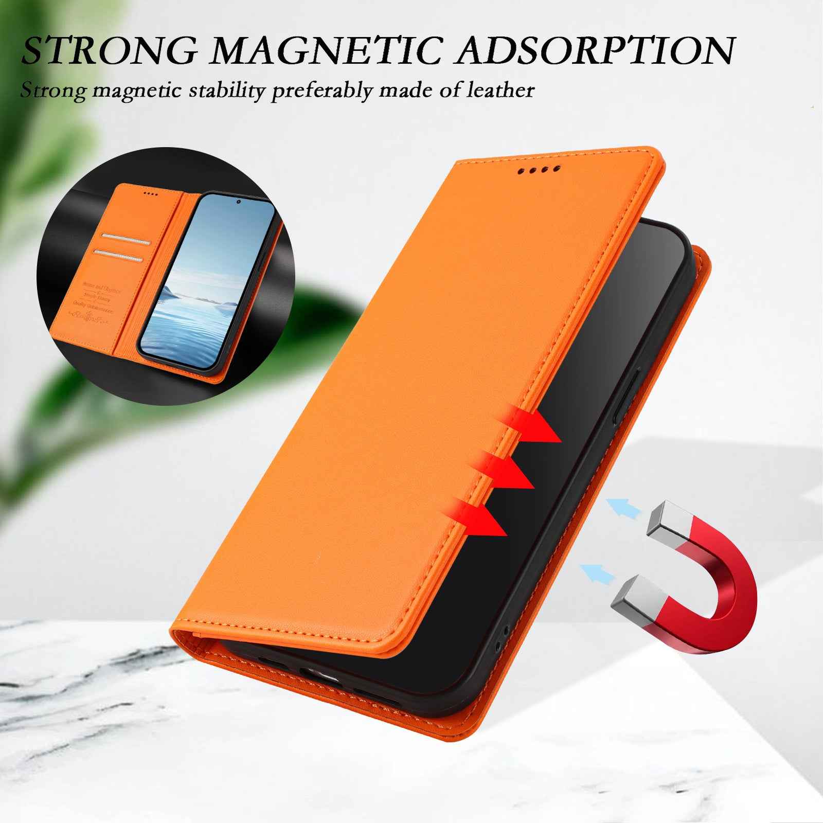 For Xiaomi 17 Ultra 5G Leather Wallet Case Magnetic Closure RFID Blocking Phone Cover - Orange