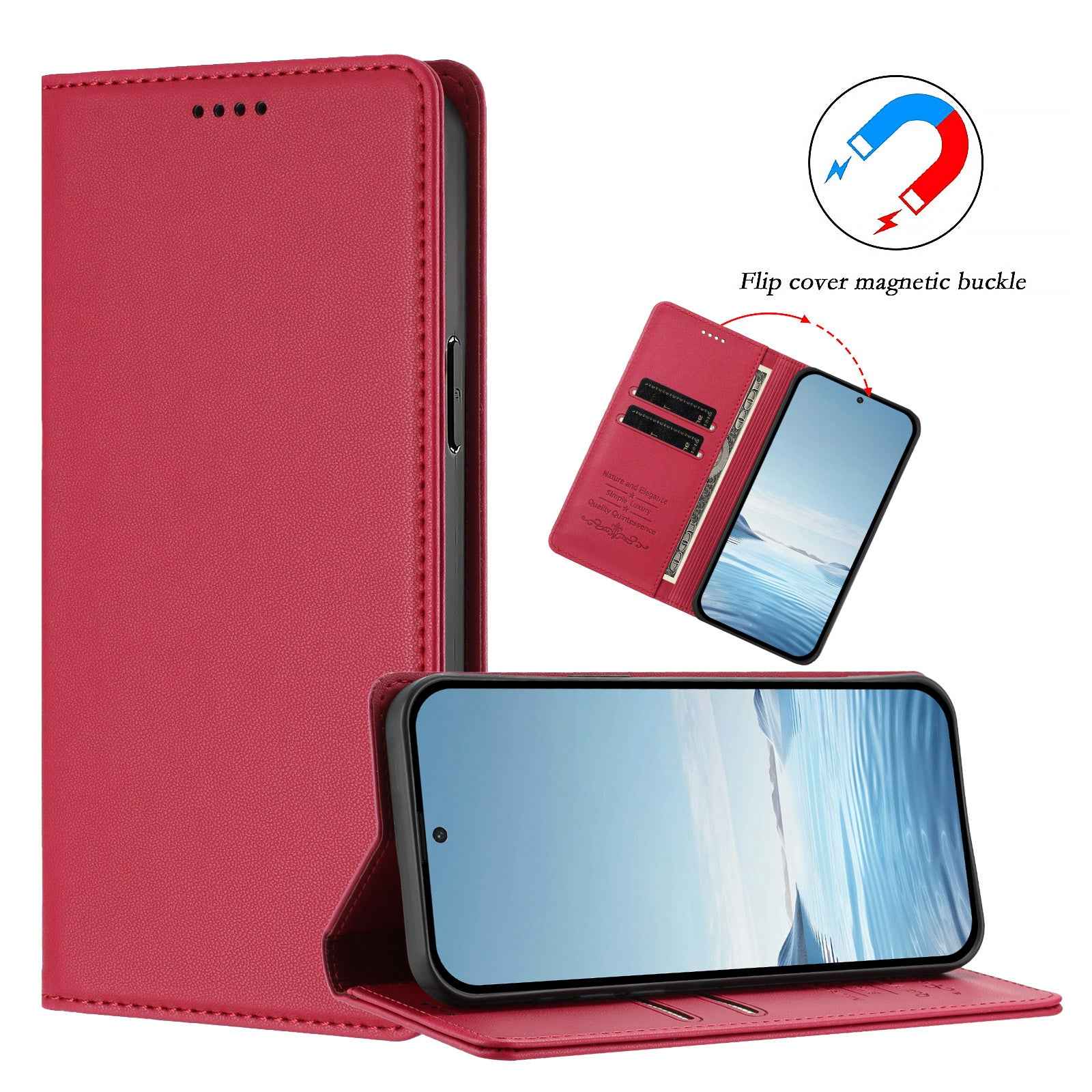 For Xiaomi 17 Ultra 5G Leather Wallet Case Magnetic Closure RFID Blocking Phone Cover - Red
