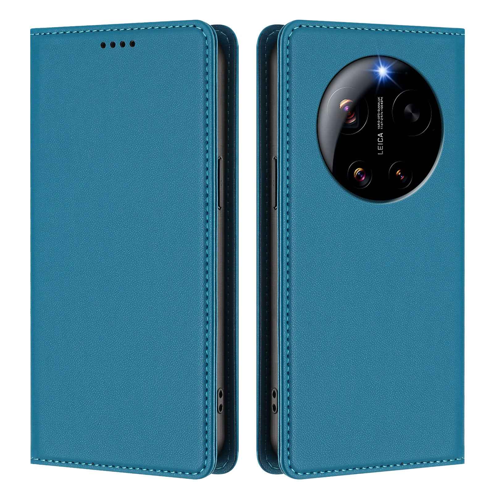 For Xiaomi 17 Ultra 5G Leather Wallet Case Magnetic Closure RFID Blocking Phone Cover - Lake Blue