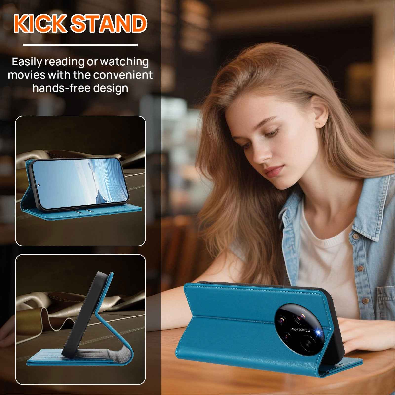 For Xiaomi 17 Ultra 5G Leather Wallet Case Magnetic Closure RFID Blocking Phone Cover - Lake Blue