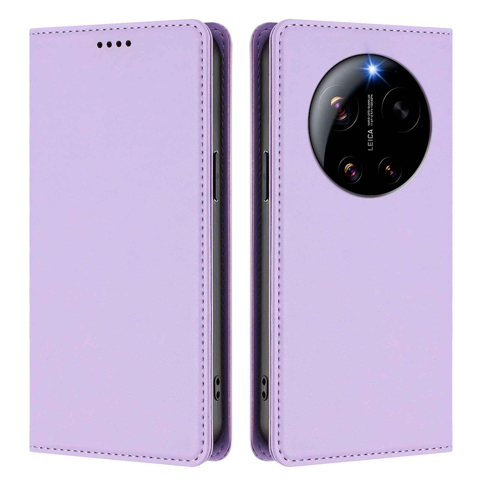 For Xiaomi 17 Ultra 5G Leather Wallet Case Magnetic Closure RFID Blocking Phone Cover - Light Purple