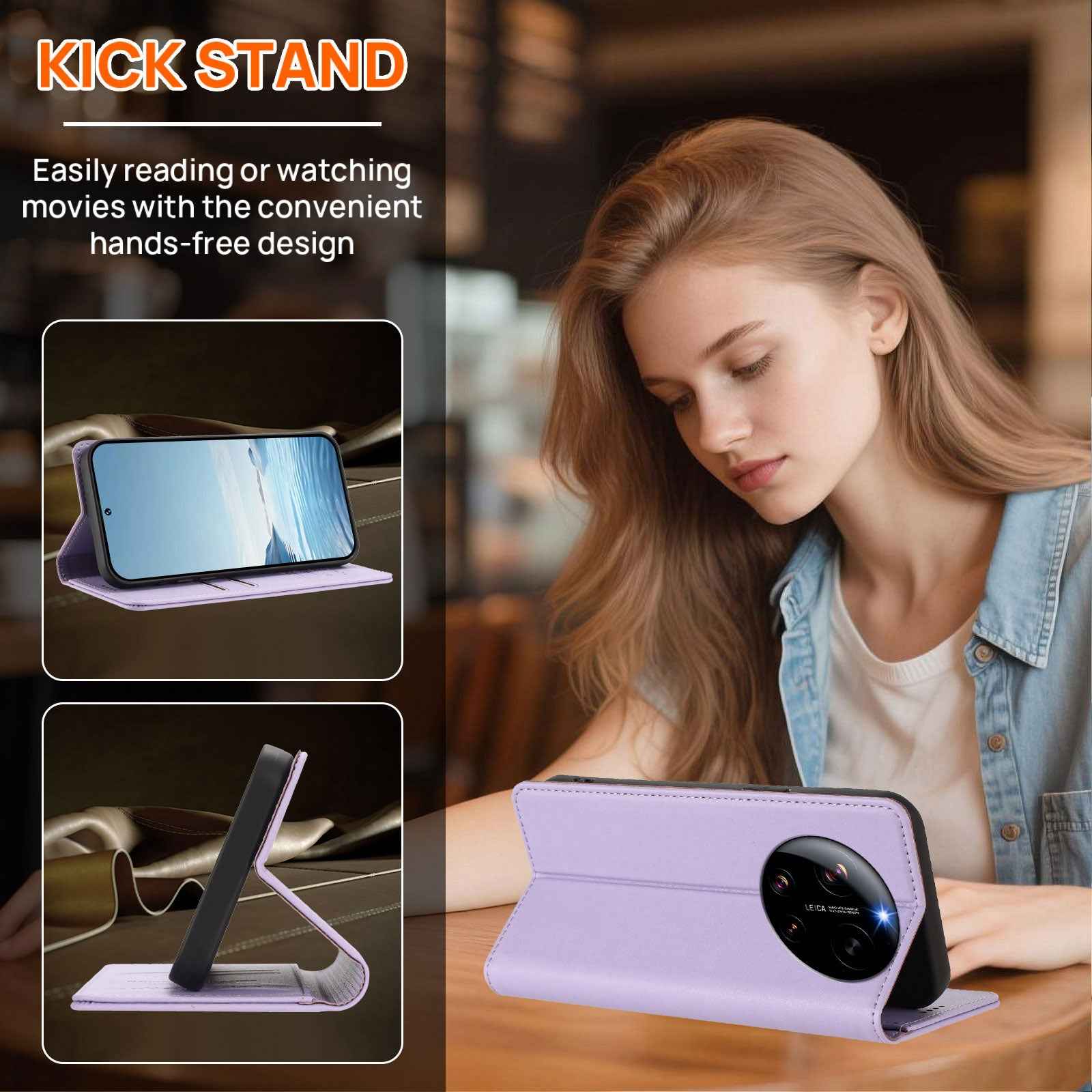 For Xiaomi 17 Ultra 5G Leather Wallet Case Magnetic Closure RFID Blocking Phone Cover - Light Purple