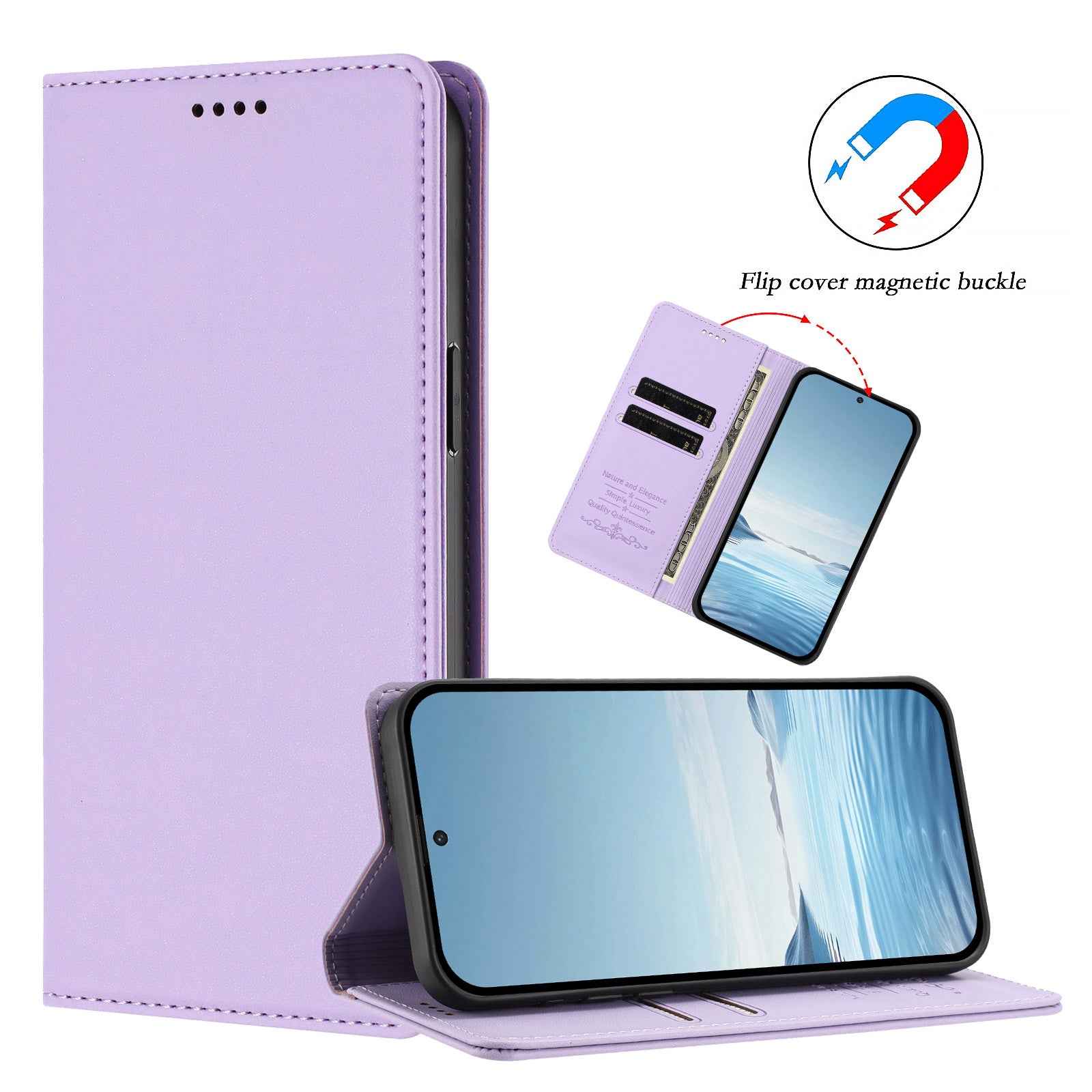 For Xiaomi 17 Ultra 5G Leather Wallet Case Magnetic Closure RFID Blocking Phone Cover - Light Purple