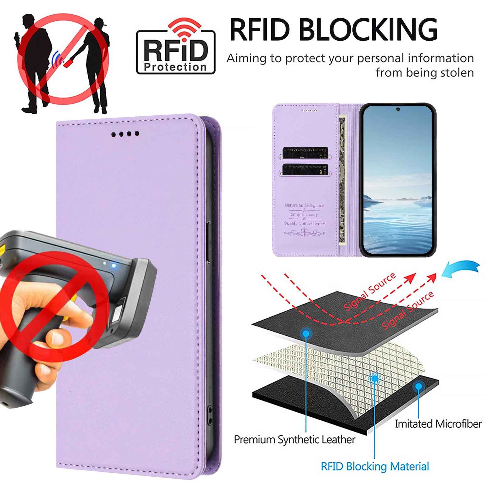 For Xiaomi 17 Ultra 5G Leather Wallet Case Magnetic Closure RFID Blocking Phone Cover - Light Purple