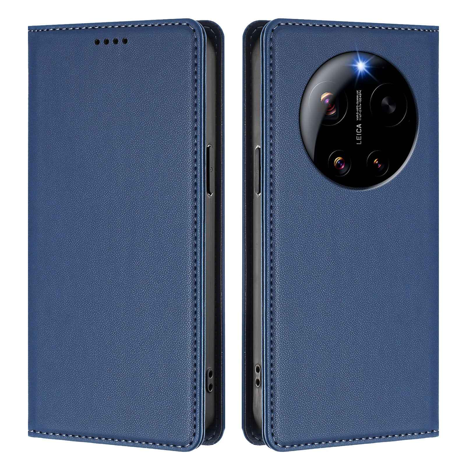 For Xiaomi 17 Ultra 5G Leather Wallet Case Magnetic Closure RFID Blocking Phone Cover - Dark Blue